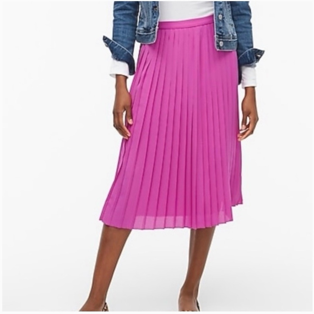 J. Crew Long Pleated Midi Skirt Bright Amethyst Sz 8